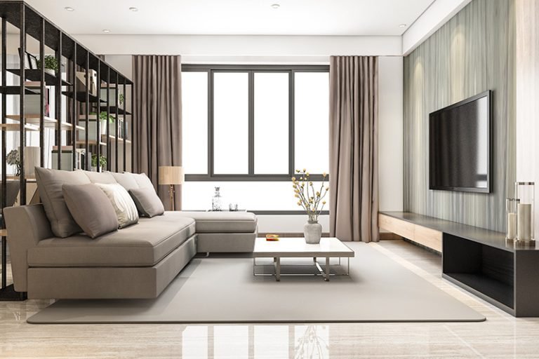 Loft luxury living room with bookshelf