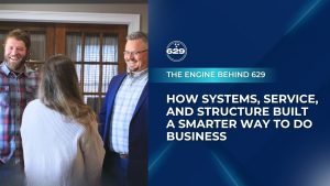 Business meeting discussing systems and service